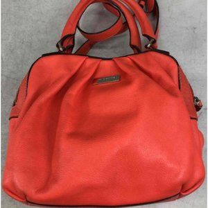 Kate Spade Kinsey Five Points Orange Coral Flame Red Leather Satchel Crossbody